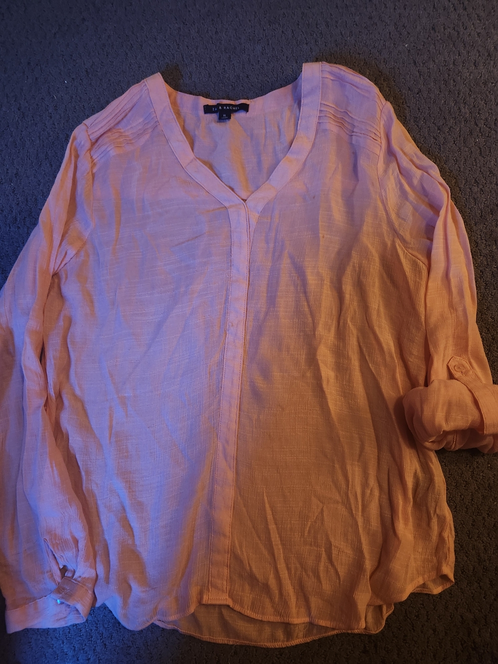 Zac & Rachel Peach V-Neck Long Sleeve Tunic